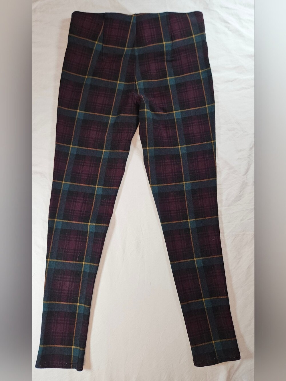 Slim Factor Investment Womens Red Plaid Elastic Waist Pull On Legging Pants Sz M - Picture 13 of 16